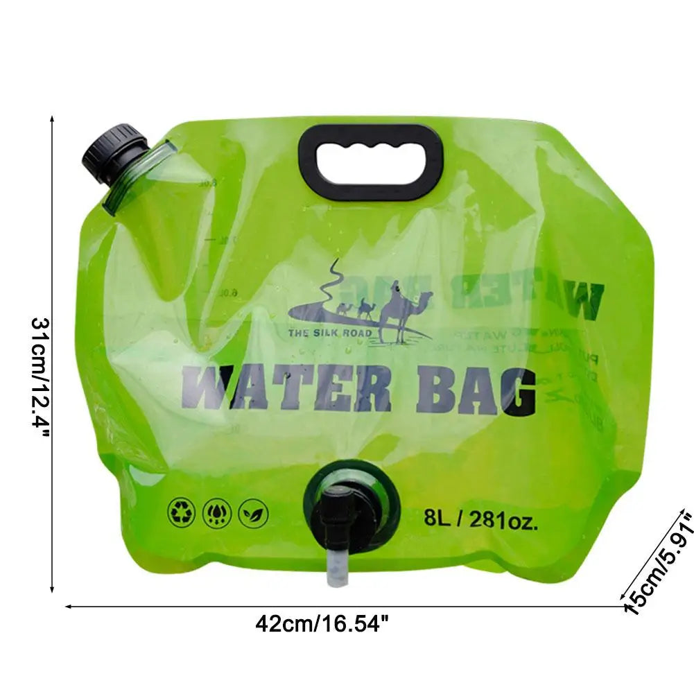 Camping Foldable Water Bag with Bottle Tap 8L Outdoor Hiking Water Bucket Bag Large Capacity Water Container Camping Supplies