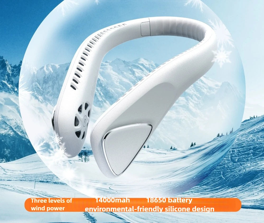 Portable Neck Fan Mini 4000MAH 3 Gears Battery Silent No Leaf High Wind Power USB Charging Small Lazy Person's Handheld Fan