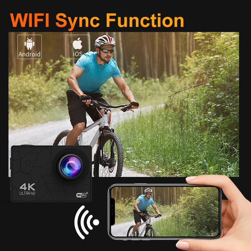 Action camera 4k Ultra Remote control IP68 sport cam for Diving 1080p Camera WlFl 120° H.264 Selfie Photograph for Android lOs
