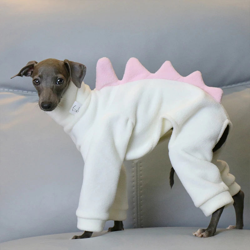 Pet Clothing Dog Little Greyhound Autumn Winter Polar Warm Turtleneck Coat Adorable Dinosaur Costume for Small Medium Large Dogs