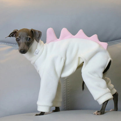 Pet Clothing Dog Little Greyhound Autumn Winter Polar Warm Turtleneck Coat Adorable Dinosaur Costume for Small Medium Large Dogs