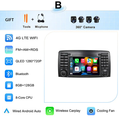 for Mercedes-Benz R-Class R300 R350 R400 2006-2014 GPS Navigation 7" 2.5D Touch Screen Android 16 Wireless CarPlay DSP Stereo