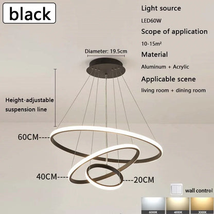 Modern led dining room chandeliers simple ring chandelier living bedroom Lights home indoor lighting decorative Pendant Lamps