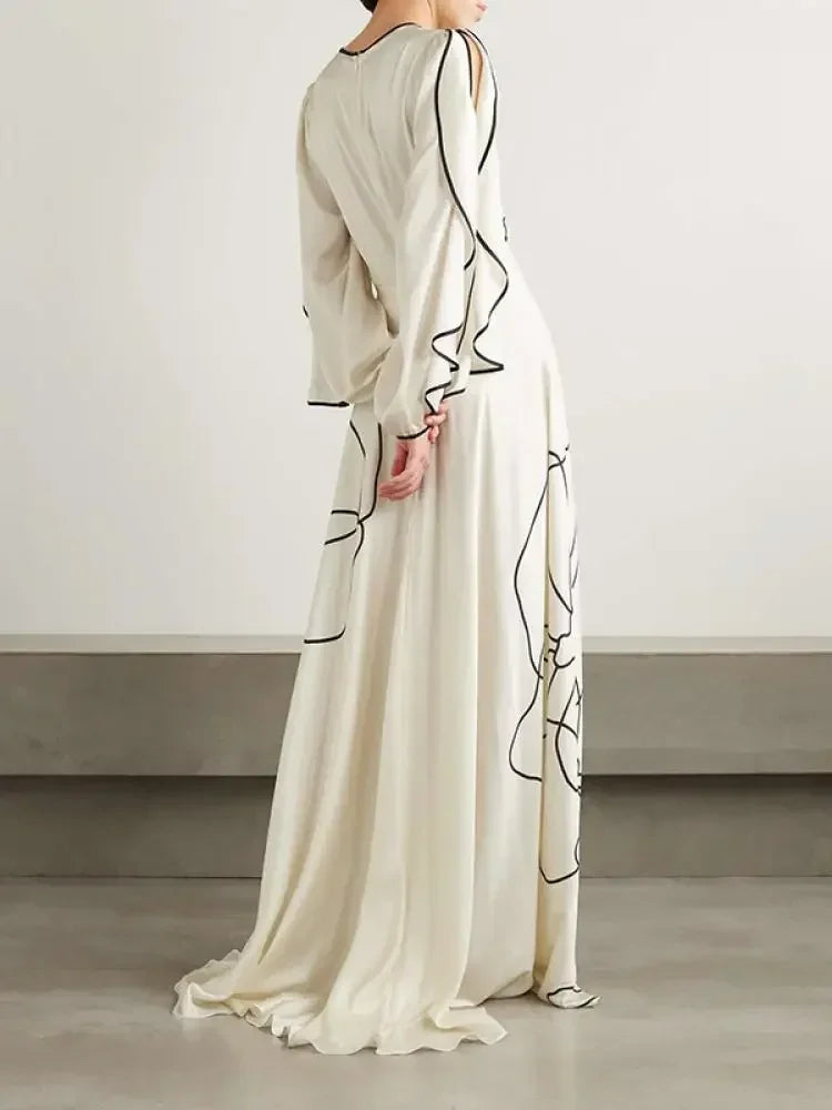 UOOZEE Elegant Party Evening Dresses 2025 Women Summer Fashion Flower Printed Ruffled Sleeves Falbala Wedding Banquet Dress