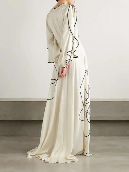 UOOZEE Elegant Party Evening Dresses 2025 Women Summer Fashion Flower Printed Ruffled Sleeves Falbala Wedding Banquet Dress