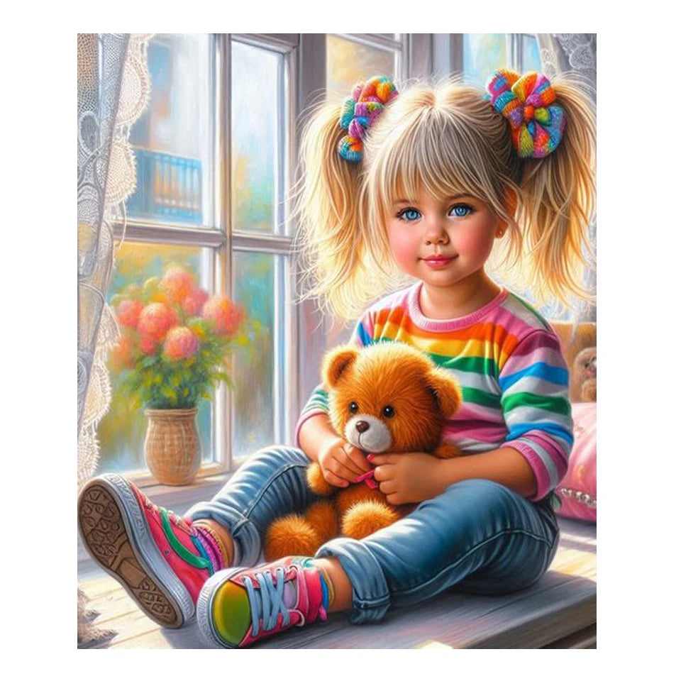 DIY Diamond Painting New 2024 Cross stitch Girl and Dog Mosaic Rhinestone Embroidery Kit Home Wall Decor Gift