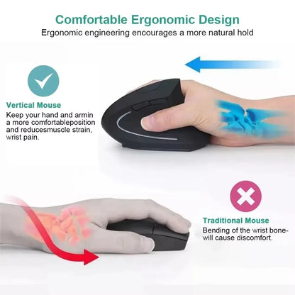 Lenovo Wireless Vertical Mouse 2.4G Bluetooth Wired Mouse Ergonomic Personalised Side Grip DPI Adjustable Mute Gaming Mouse