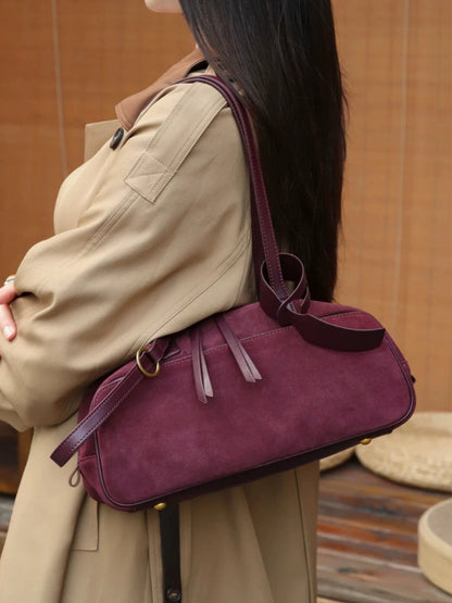 2026 Newest Women Pillow Bag Suede Genuine Leather Shoulder Bags Luxury Designer Female Large Underarm Bag Versatile Bags Coffee