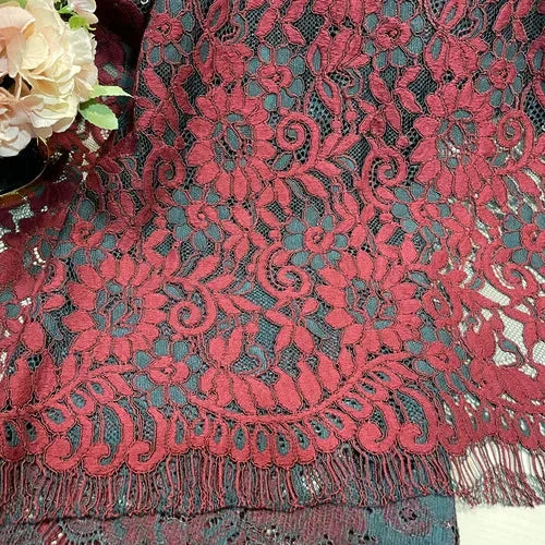 Lace Fabric By 1.5 Meters for Dresses Clothes Sewing White Blue Hollowed-out Plain Cloth Heavy Press Yarn Three-dimensional Mesh