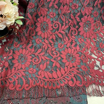 Lace Fabric By 1.5 Meters for Dresses Clothes Sewing White Blue Hollowed-out Plain Cloth Heavy Press Yarn Three-dimensional Mesh