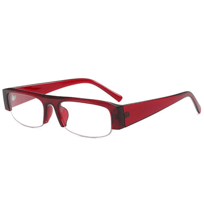 SO&EI New Small Rectangle Women Sunglasses Vintage Clear Lens Men Half Frame Eyewear Shades UV400
