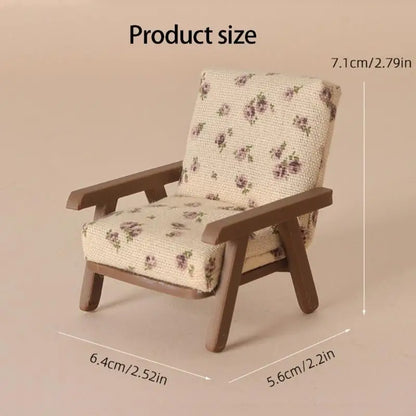 Living Room Sofa 1/12 Scale Wooden Base Cloth Covered Mini Furniture for Doll House Accessories and Collectibles A2UB