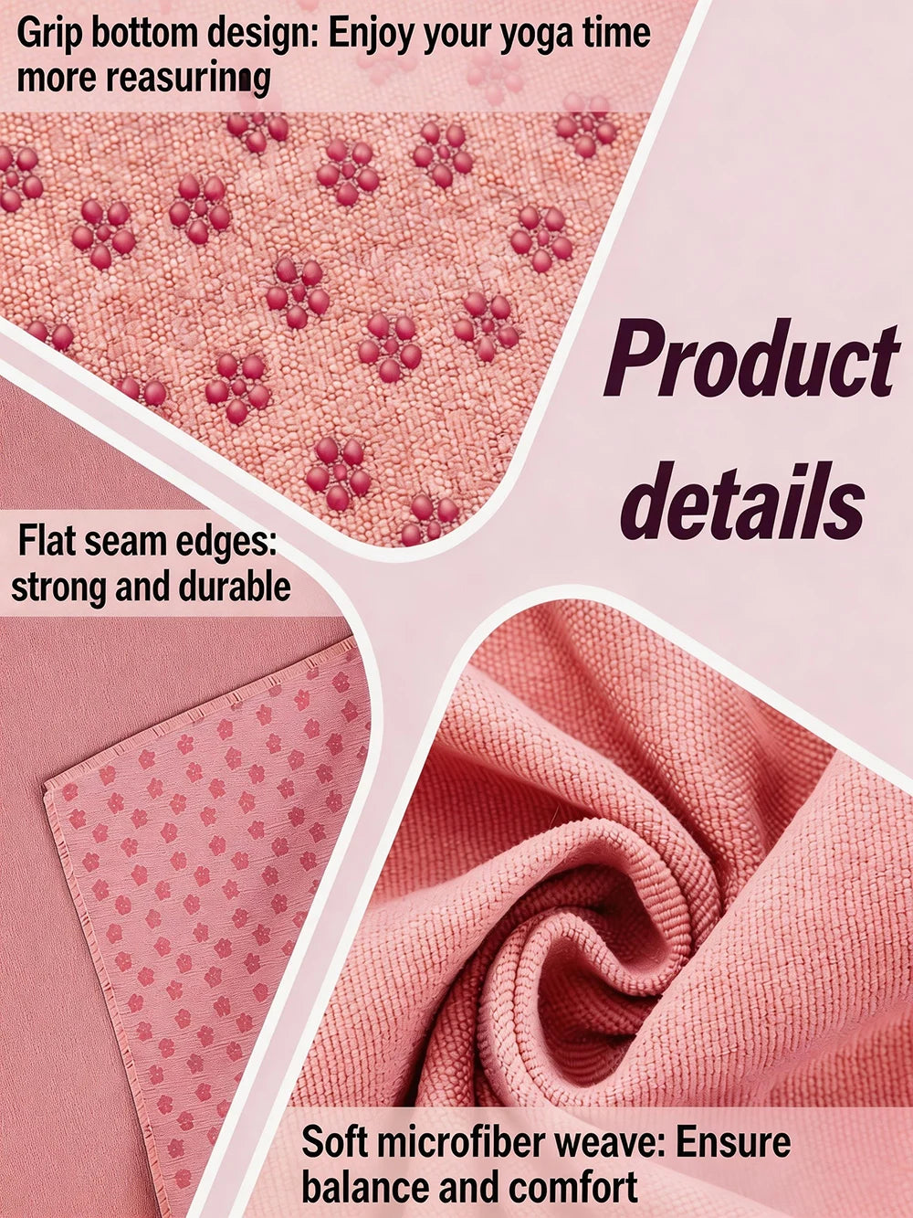 Non Slip Yoga Towel 72"x24" Microfiber Yoga Mat Cover with Silicone Grip Dots, Ultra Absorbent Sweat-Proof Exercise Pilates Blan