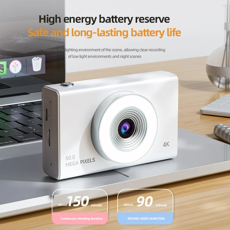 Digital Camera 4K High-definition Camera 50 Million Pixels Autofocus Portable Retro Camera CCD Travel Student Camera