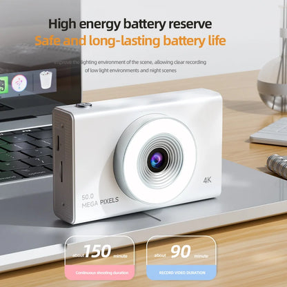 Digital Camera 4K High-definition Camera 50 Million Pixels Autofocus Portable Retro Camera CCD Travel Student Camera