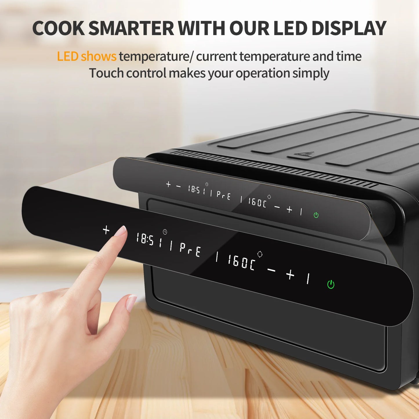 12-Inch Electric Pizza Oven - Touch Control, Up to 430°C, Includes Pizza Stone & Peel, Ready in 2.5 Minutes After Preheating