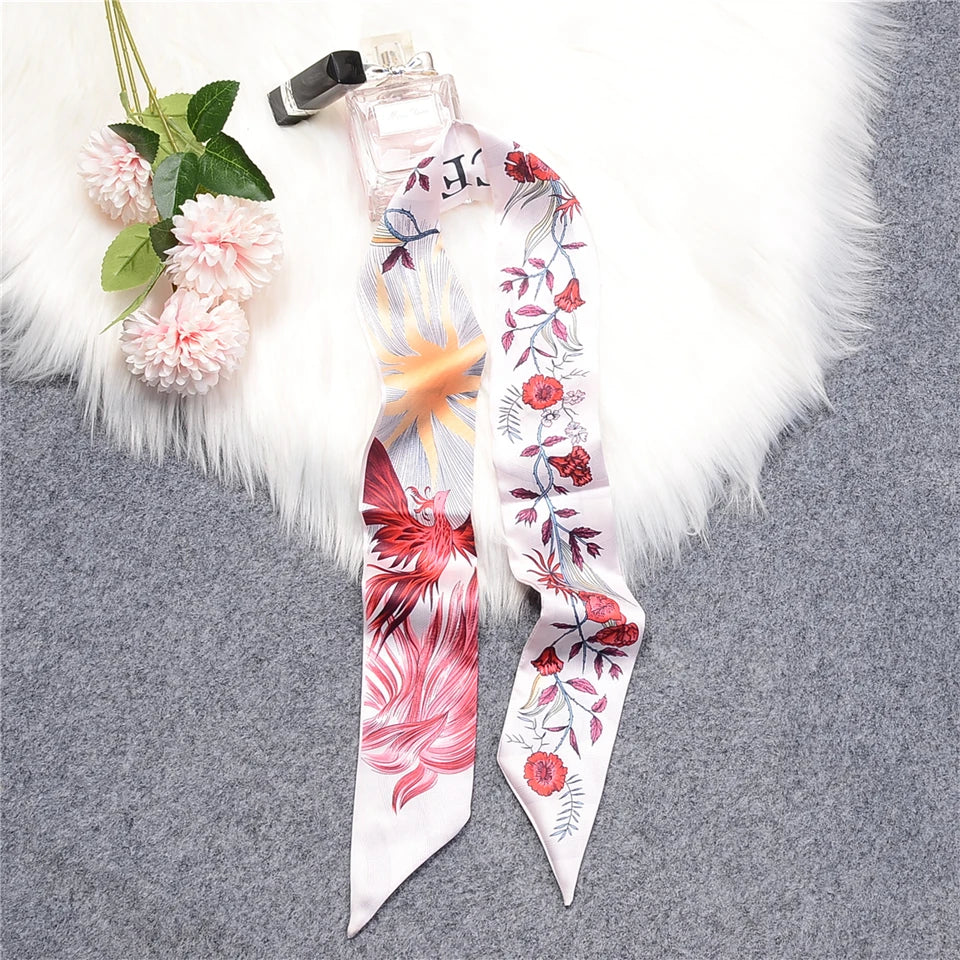 2024 New Luxury Brand Scarf Tarot Women Scarf Bag Hair Skinny Silk Scarves Design Foulard Neckerchief Headband For Ladies