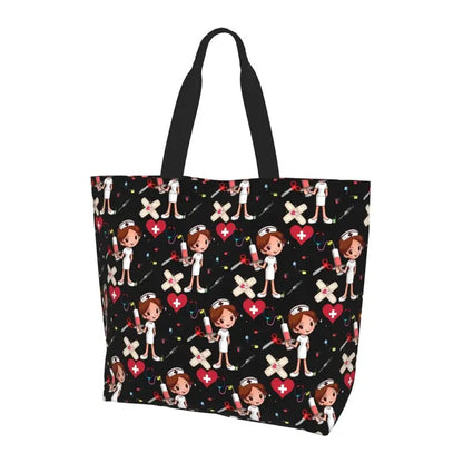 Custom Enfermera En Apuros Doctor Nurse Medical Large Capacity Tote Bag Shoulder Bag Handbags for Women Grocery Shopping Bags