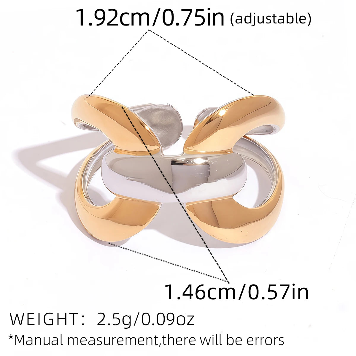 Stainless Steel Statement Ring New Design Metalic Texture 18 K Plated Finger Ring Waterproof Jewelry Bagues Pour Femme