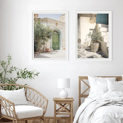 Scandinavian Simple Bohemian Wall Art Spanish Architecture Green Leaves Reeds HD Canvas Painting Poster Print Home Decor Gift