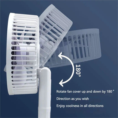 Portable 3-gears Wireless Electric Fan Hand Clip Circulator Cooling Fan for Camping Desktop Office with Detachable Base