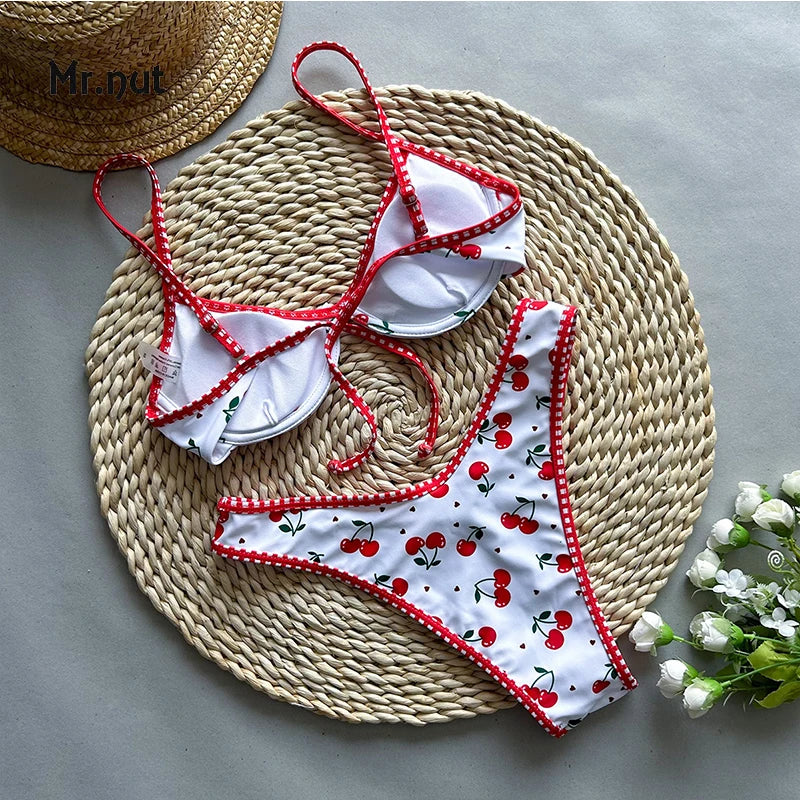 Mr. Nut New Bikini with European and American Printing Cross border Foreign Trade Sexy Split Women Swimsuit Swimsuit