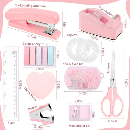 Office Supplies Set Desk Accessories Stapler Set Staple Driver Tape Holder Ruler Labels Office Scissors For Students Office Use