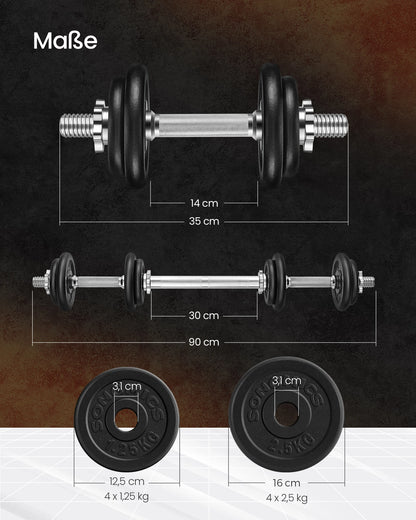 SONGMICS Dumbbell Set Short dumbbells Set 2 Adjustable Weight 20/30 kg