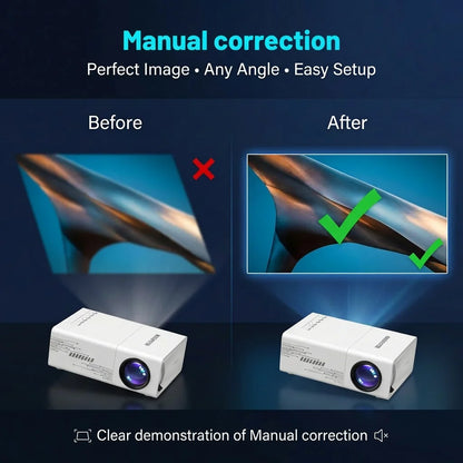 Mini Projector Supports 1080p, USB Power Supply, Outdoor Movies, High Contrast, 30-100 Inch Display, and Supports HDMI Input