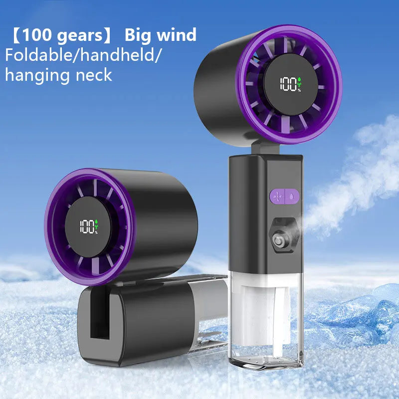 Portable Handheld Spray Fan Strong Wind Water Spray Mist Fan Low Noise Handheld Misting Fan USB Rechargeable Foldable Small Fan