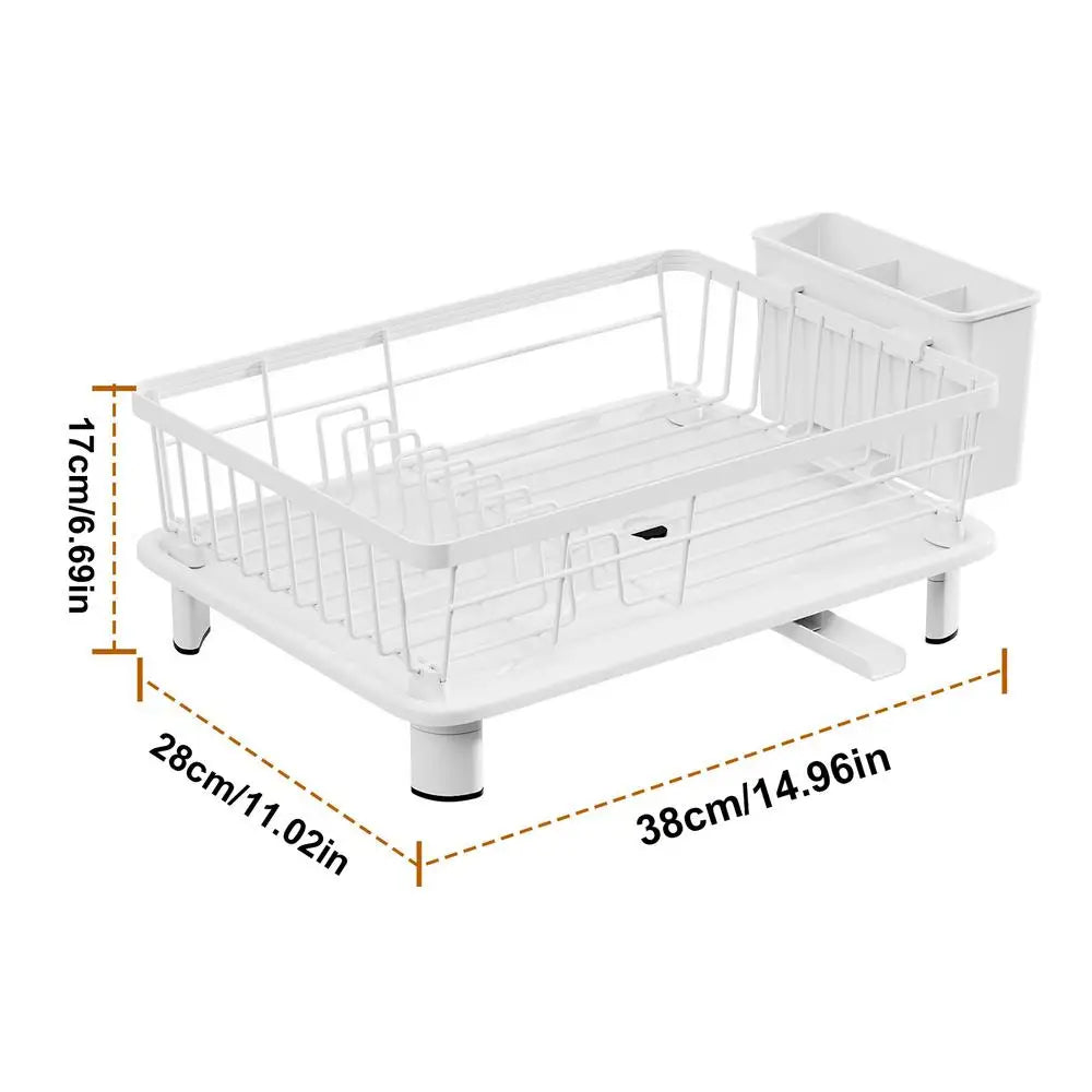 Dish Drying Rack Space-Saving Dish Rack Large Capacity Dish Rack With Removable Drainboard Cutlery Cup Holders And For Sink