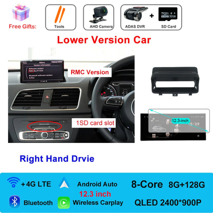 Car Radio Navigation GPS Multimedia Video Player Tools For Audi O3 2013-2018 Right Hand Drvie Android 16 Auto Carplay 12.3"