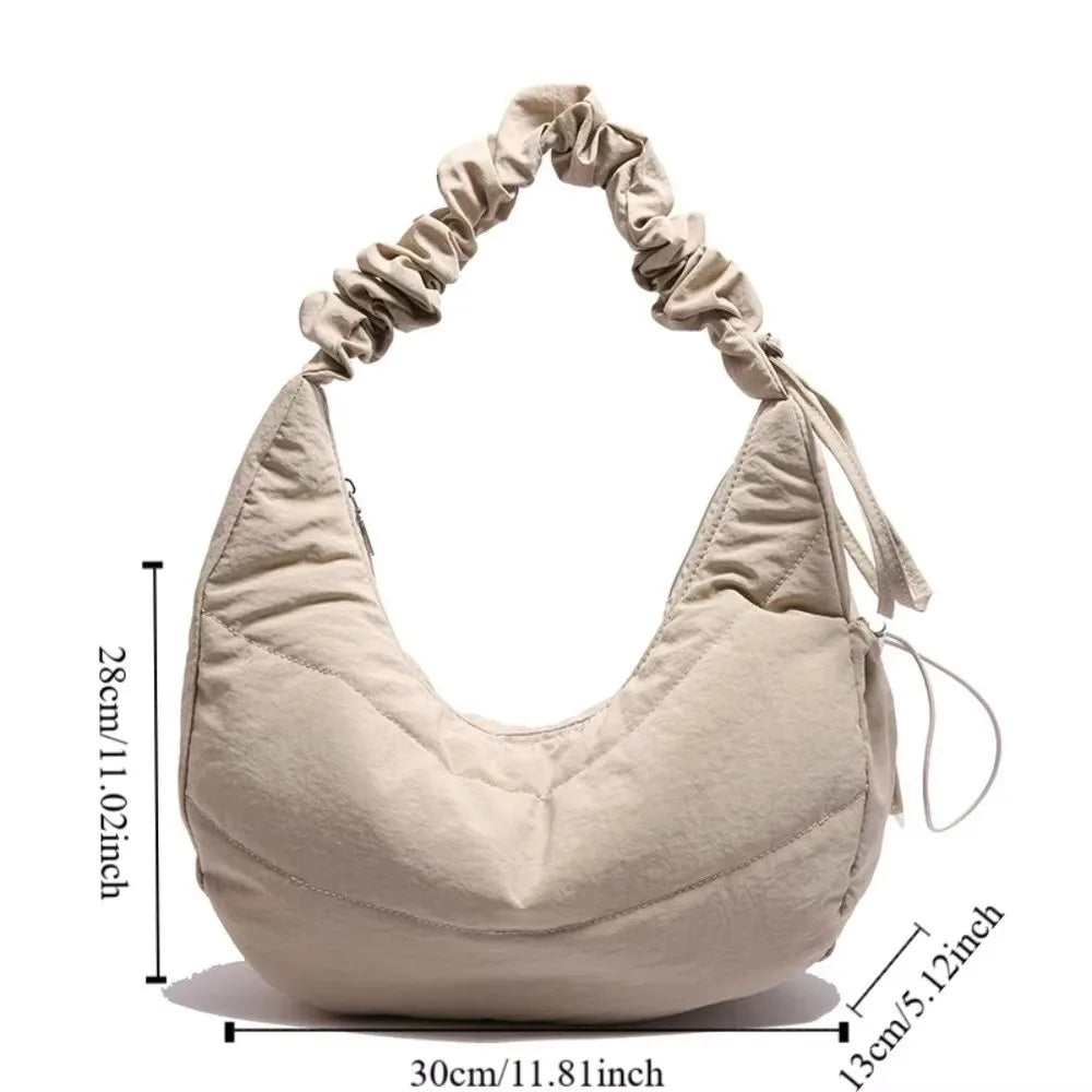 Fashionable Nylon Pleated Shoulder Bag Portable Drawstring Crossbody Bag Underarm Bag  INS Korean Style Hand Bag Outdoor