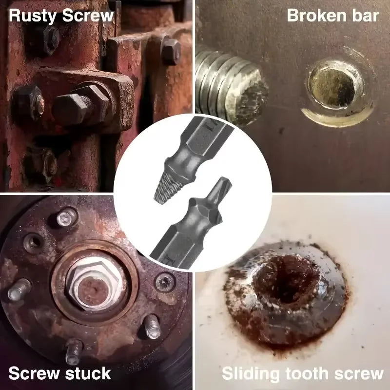 6pc HSS Extractor Double Head Screw Slide Tooth Removal Screwdriver Screwdriver Bit Broken Wire Tool Set