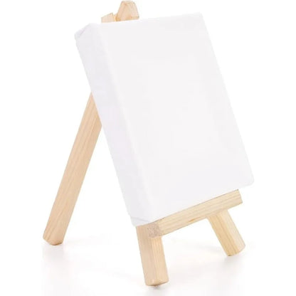 6/12set Mini Canvas And Easel Set - Primed White Wood Easel Stretched Blank Canvases for Wedding Decoration And Sign Painting