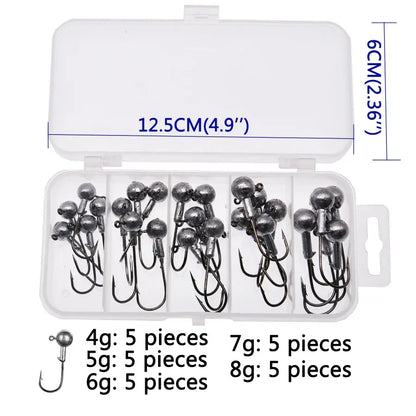 MrLurion Box package 1g 1.5g 3g 5g 6g 7g 8g  jig head fishing hook , soft worm deepwater crank hooks with round head hooks