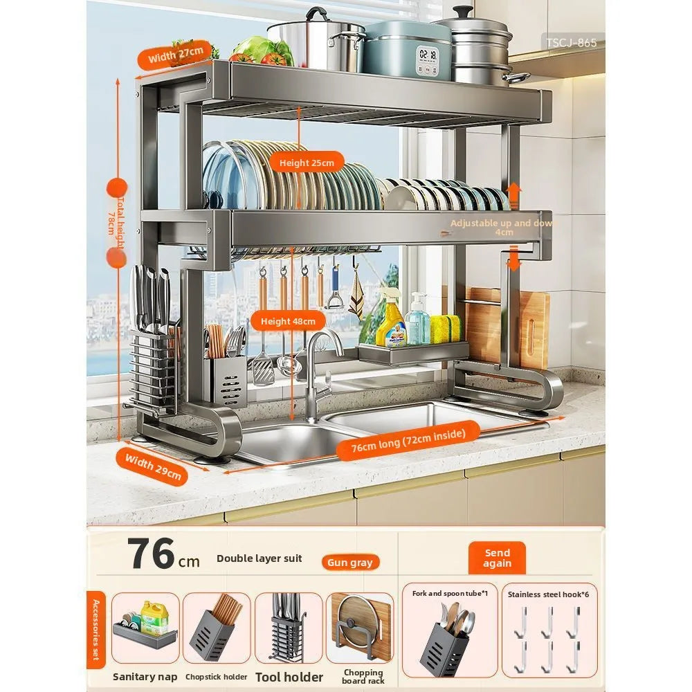 Dish Storage Rack Kitchen Sink Shelf Dish Drain Rack Sink Dish Shelf
