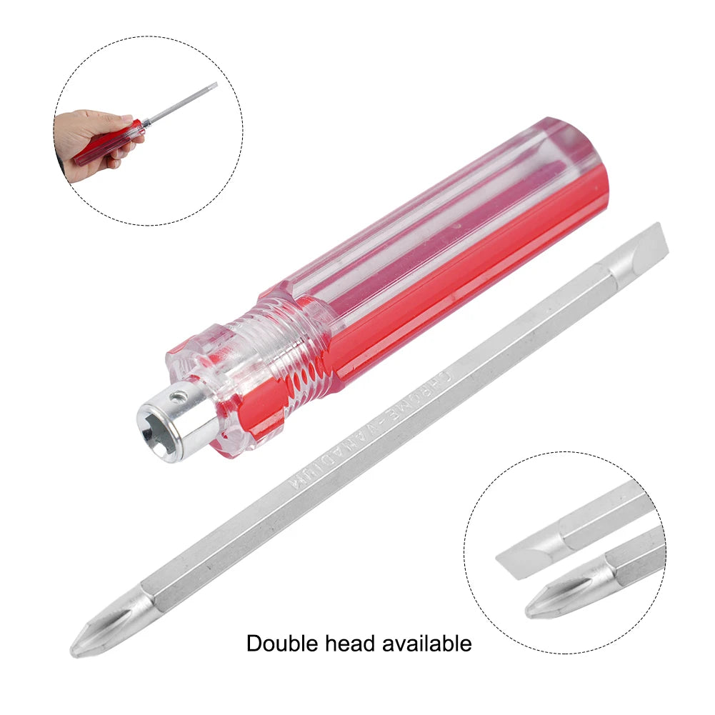 1PC 175mm Screwdriver 2 Sides Double Head Slotted Cross Screwdrivers Magnetic Tip Screw Driver Remover Repair Hand Tool