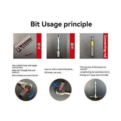 1/4-inch Ratchet Wrench Set, Multi-Angle Design, Portable Hand Repair Tool Kit, for Confined Spaces & Daily Repairs