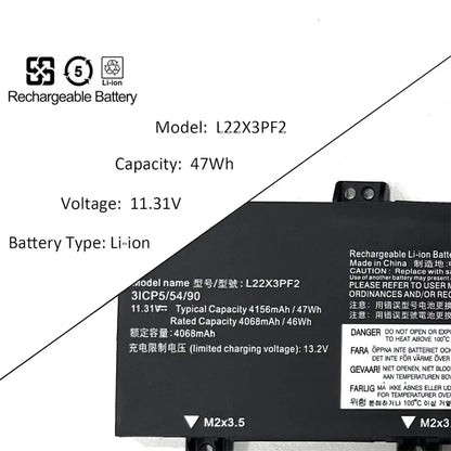 L22M3PF2 L22X3PF2 L22C3PF2 L22B3PF2 11.31V 47Wh Laptop Battery for Lenovo V14 V15 G4 AMN Ideapad Slim 3 16iru8 14amn8 Notebook