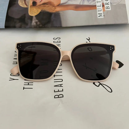 GAMBLE MONSHER Driving Sunglasses Women's UV Protection Large Small Faces Sunscreen Fashionable round Frame Glasses