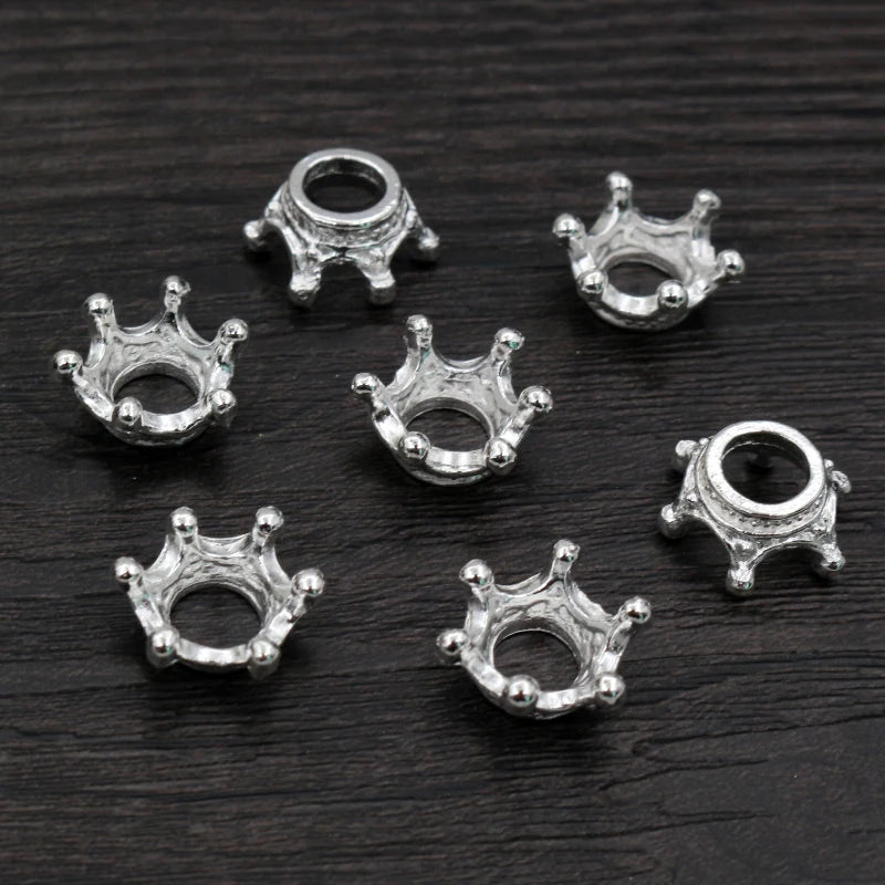 20pcs 14.5x6mm Alloy Loose Spacer Crown Beads Gold Silver Bronze Color Charms Beads for DIY Jewelry Making Bracelet Accessories