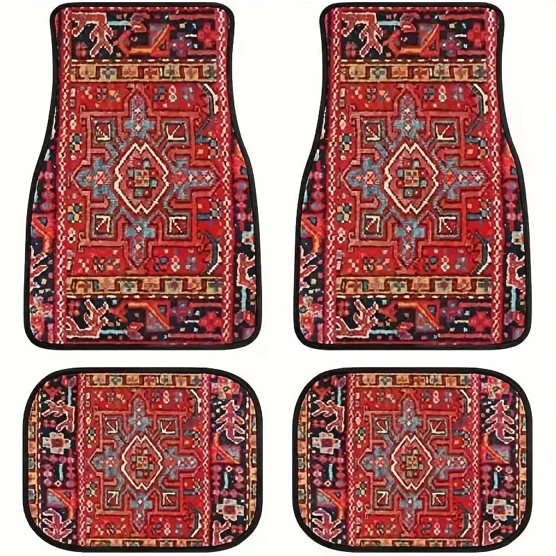 Car Floor Mats Set of 4 Persian Rug Design Durable Front Rear Carpets for Cars Trucks SUVs