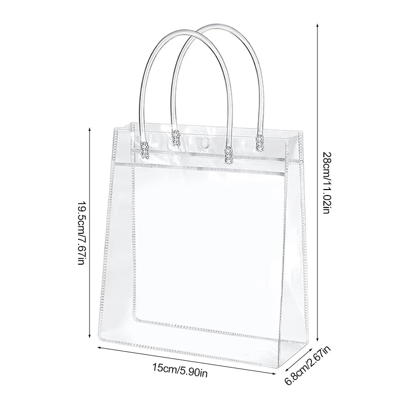 10/20Pcs Transparent Gift Bag with Handle Wedding Birthday Party Candy Gift Packaging Reusable Tote Bag Christmas Baby Shower