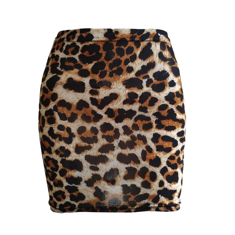 Women Leopard Print Bodycon Mini Night Club Skirt High Waist Slim Fit Tight Sexy Skirts Summer Cool Thin Short Skirt