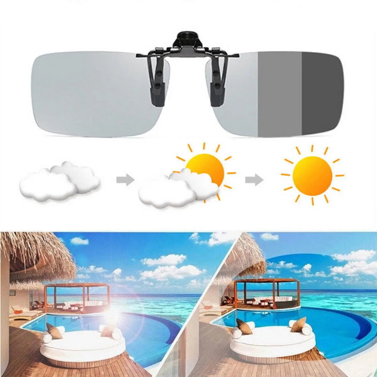 Sunglasses Photochromic Clip-on Sunglasses Fishing Sunglasses UV400 For Sports Water Activities Daily Wear