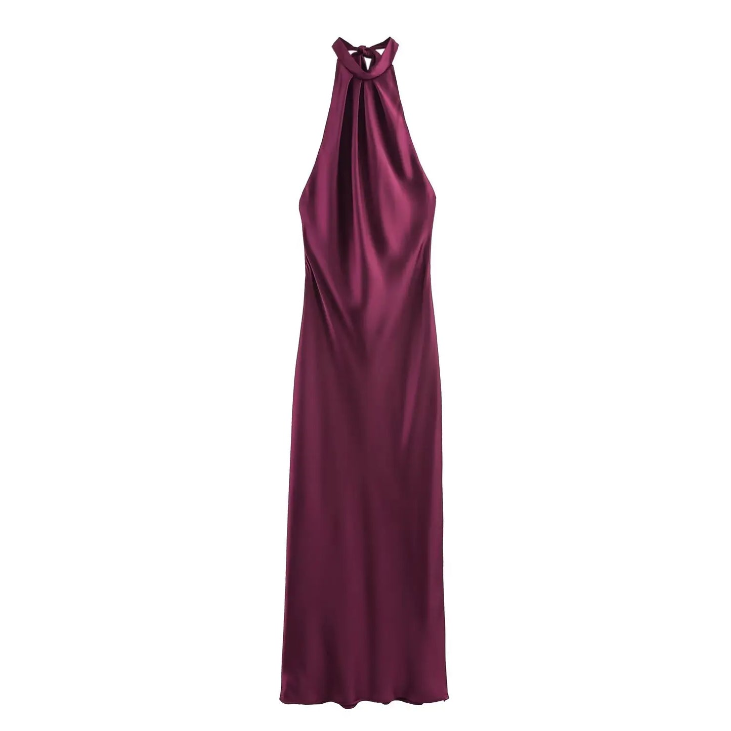 BSAY Fashion Hanging Neck Bareback Sexy Autumn New Style 2025 Women's Silk Texture Dress French Evening Dress