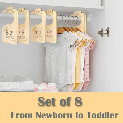 8pcs Storage Organizer Home Newborn To 24 Month Gift Baby Closet Divider Size Dividers Wood Card Clothes Hanger