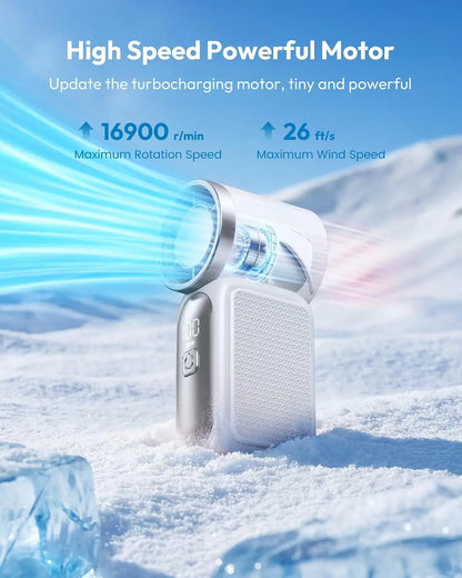 Portable Handheld Mini Fan, 6 Speeds 16900 RPM High Velocity Personal Fan with LED Display, USB Rechargeable,