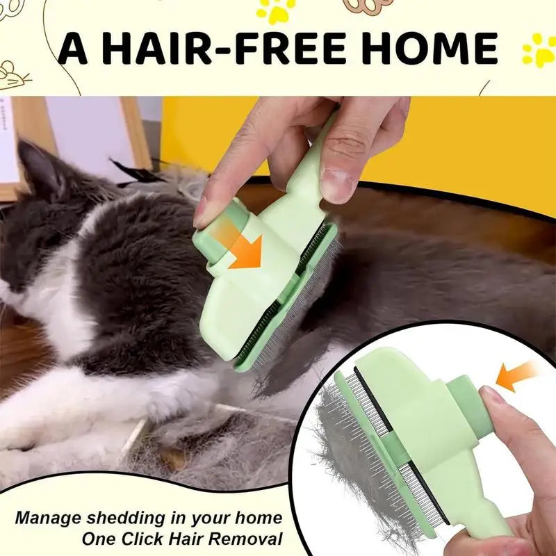 Dog Grooming Comb Cat /Dog Hair Remover Brush Long Hair Pet Self Cleaning Row Pet Removes Hairs Cleaning Bath Brush Dog Supplies